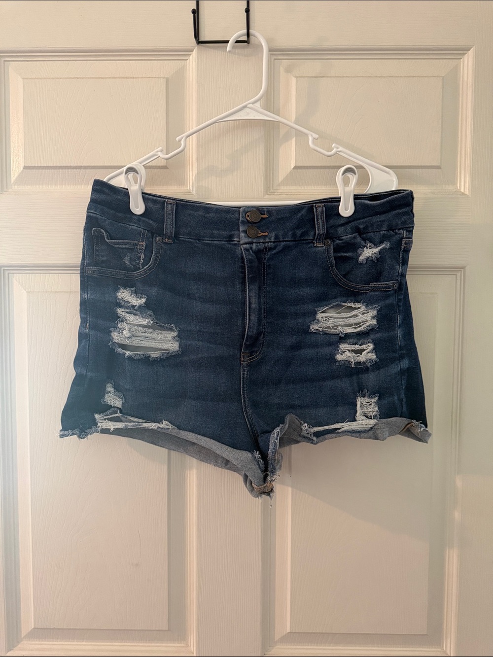 American Eagle Outfitters Dark Indigo Distressed Jean Shorts